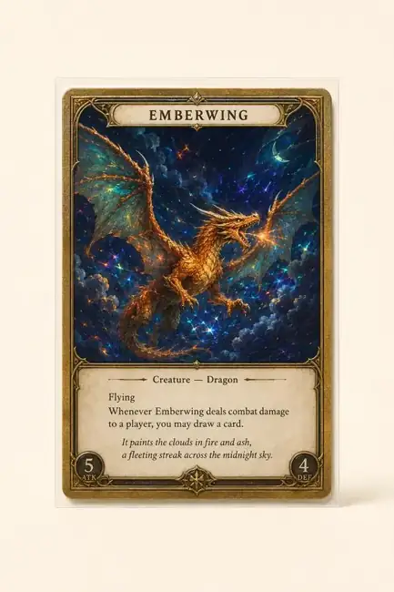 Emberwing, an example fantasy trading card